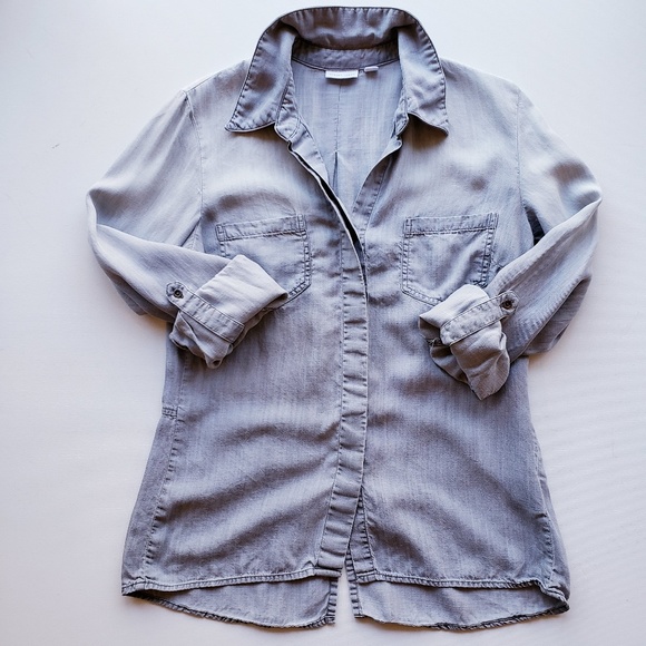 Tribal Tops - TRIBAL JEANS Gray Hombre Chambray Shirt Size M